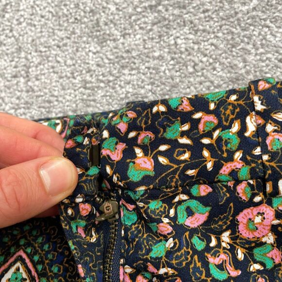 J.Crew Skimmer Crop Ankle Pants Womens 00 Navy Blue Floral Mid Rise Casual 28x25 - Picture 9 of 12